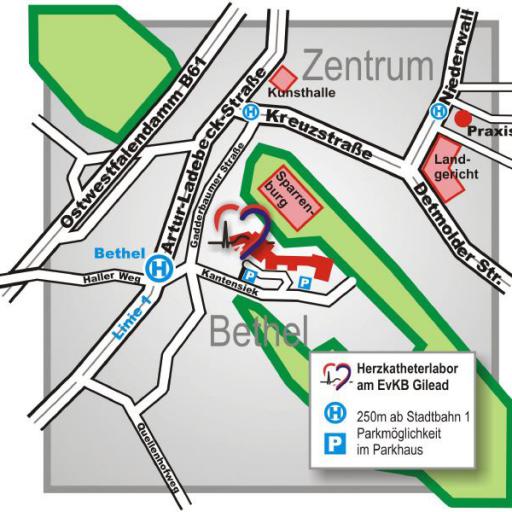 Lageplan Herzkatheterlabor am EvKB Bethel/Gilead 1